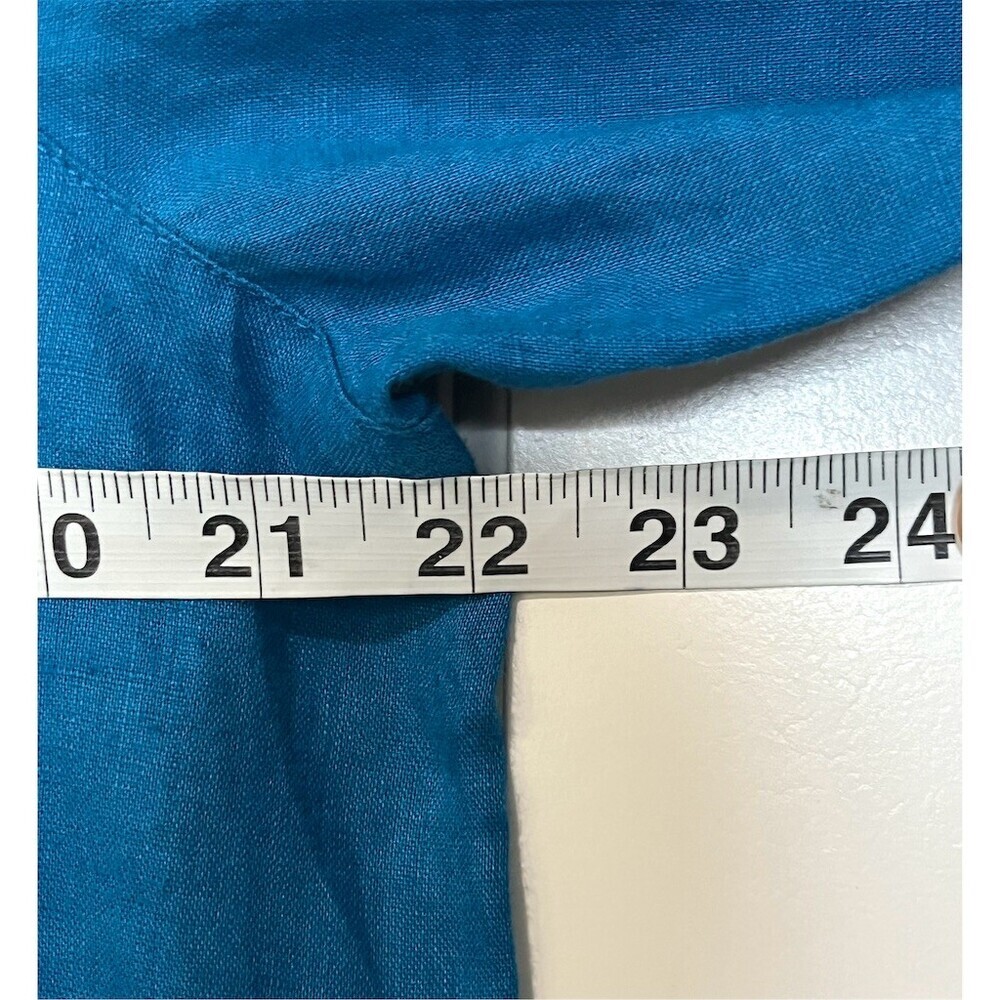 J. Jill 100% Linen Blue Tunic Top Womens M Breathable Beachy Summer Lightweight - Picture 8 of 11